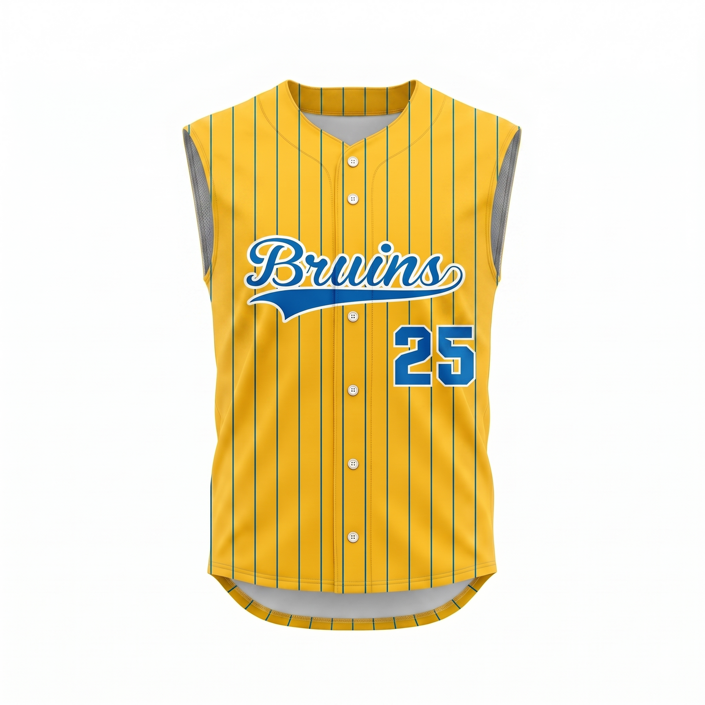 Custom Baseball Pro Full Button Sleeveless Jersey Front
