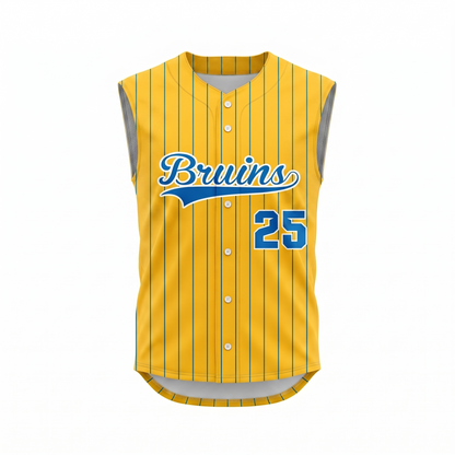 Custom Baseball Pro Full Button Sleeveless Jersey Front