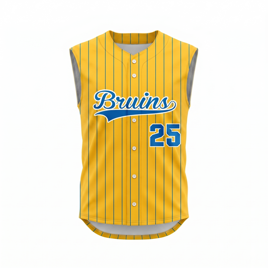 Custom Baseball Pro Full Button Sleeveless Jersey Front